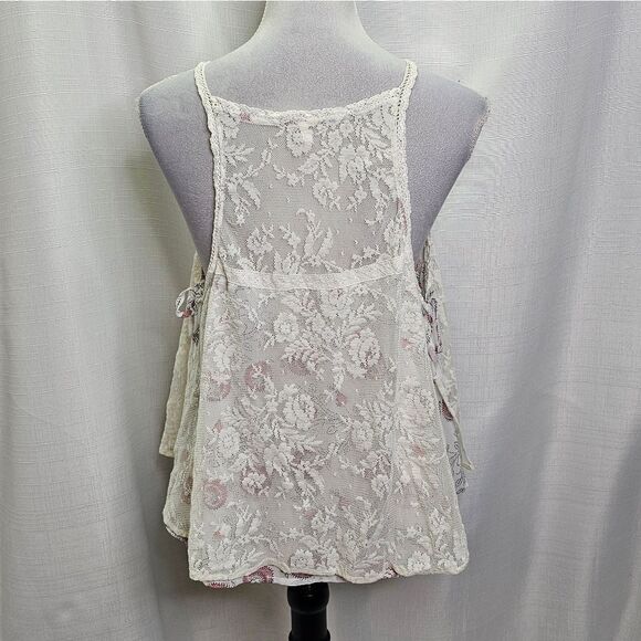Free People Miss Mackenzie Side Tie Lace  Tank Top Size Medium - Picture 9 of 13